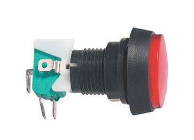 Prepínač tlačidlo okrúhle ON-(ON) 250V/10A s mikrospínačom červené