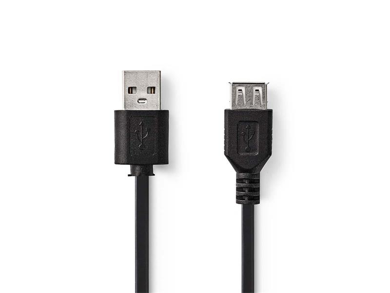 Kábel USB 2.0 A konektor/USB 2.0 A zdierka 0,2m Nedis CCGP60010BK02
