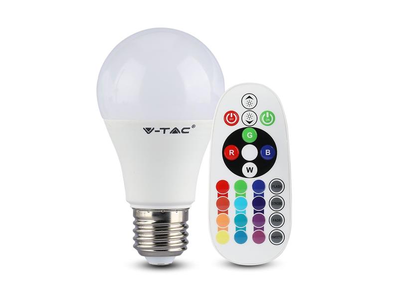 Obrázok V-TAC E27 LED RGB+3000K žiarovka 9W (806Lm), A60