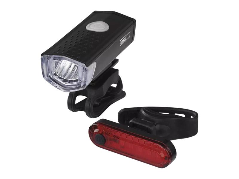 Obrázok LED predné + zadné nabíjacie svietidlo na bicykel P3923, 90 lm , EM_1446002300