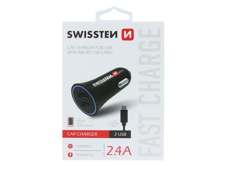 Obrázok Swissten CL adaptér na 2xUSB 2,4A + kábel microUSB