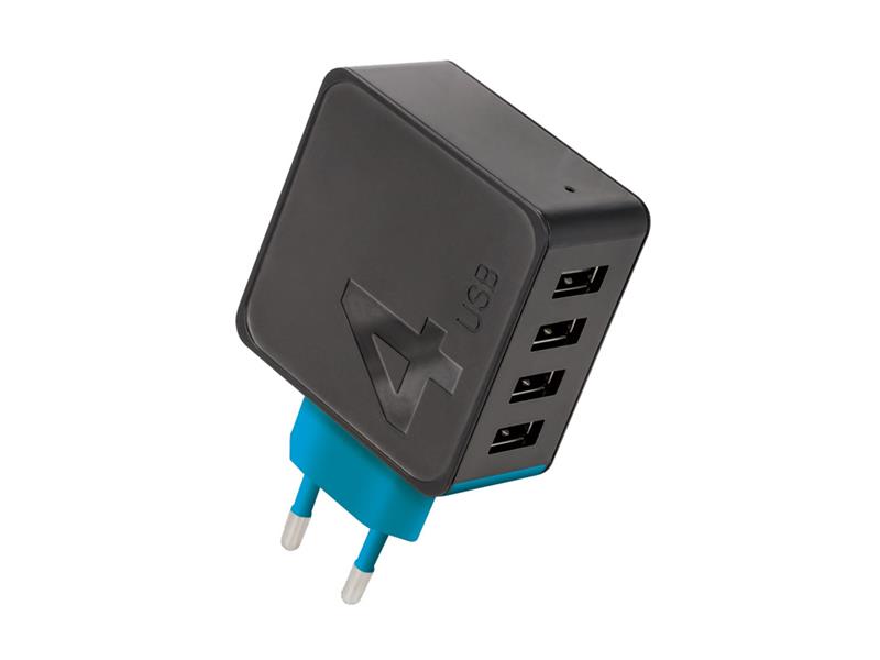 Obrázok Sieťový adaptér - 4x USB / USB FOREVER 4.8A TC-04 BLACK