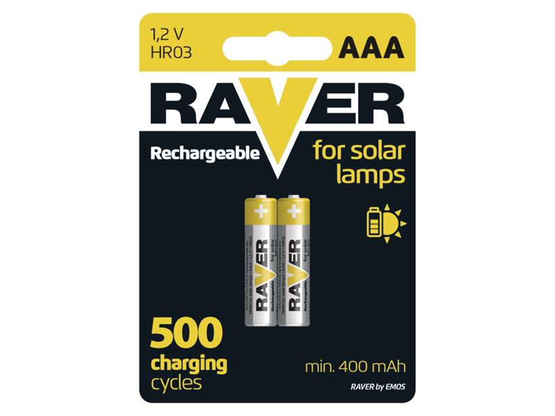 Batéria AAA (R03) nabíjacia 1,2V/400mAh RAVER solar 2ks