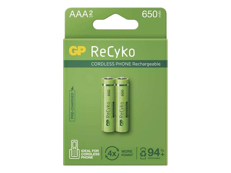 Batérie AAA (R03) nabíjacie 1,2V/650mAh GP Recyko Cordless 2ks