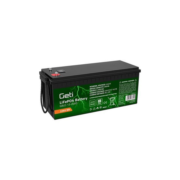 Batéria LiFePO4 12,8V 200Ah GETI GBLE-12-200D displej