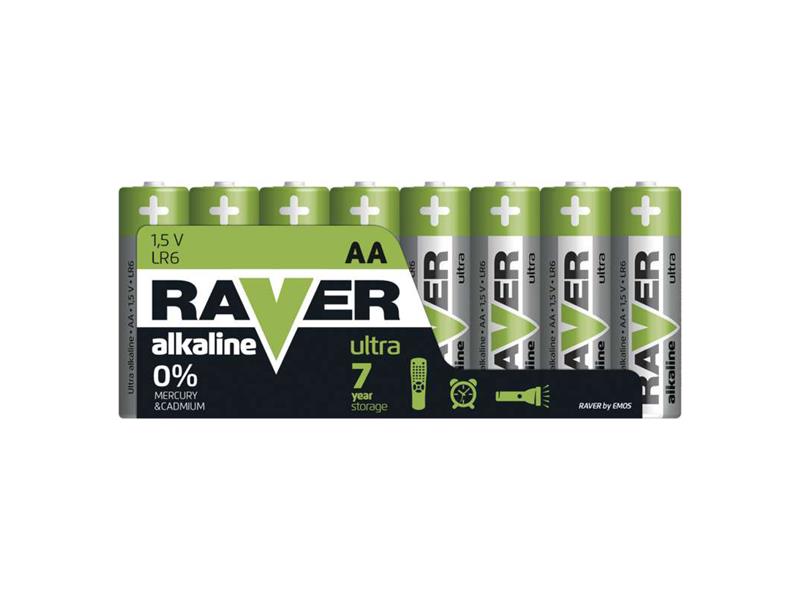 Batéria AA (R6) alkalická RAVER 8ks