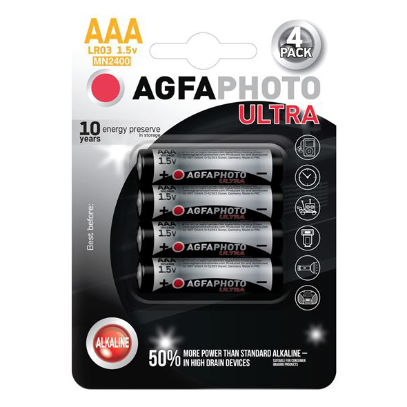 Batéria AAA (LR03) alkalická AGFAPHOTO Ultra 4ks / blister