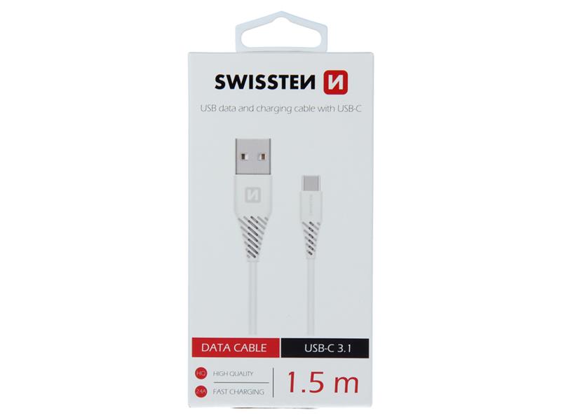 Kábel SWISSTEN 71504400 USB/USB-C 3.1, 1,5m biely