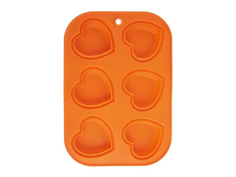 Forma na pečenie ORION Muffiny Srdce 6 silikón oranžová