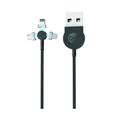 Obrázok Forever Core 3v1 magnetický, USB/Micro USB, Lightning, USB-C, 1m čierny