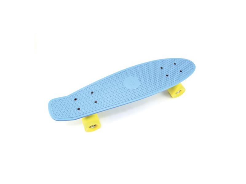 Obrázok Skateboard - pennyboard 60cm nosnost 90kg, kovové osy, modrá barva, žlutá kola