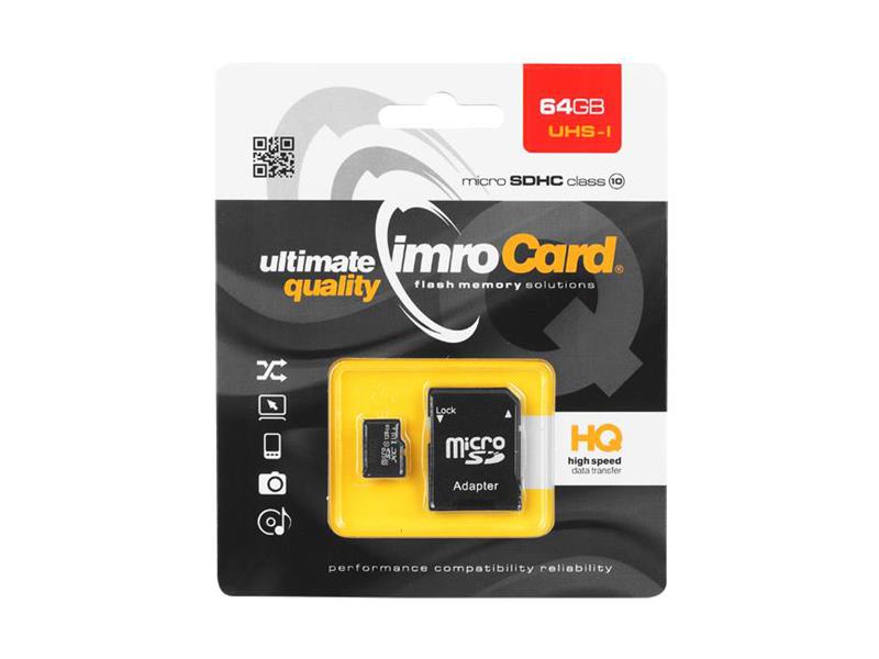 Pamäťová karta IMRO Micro SD 64GB Cl10 s adaptérem