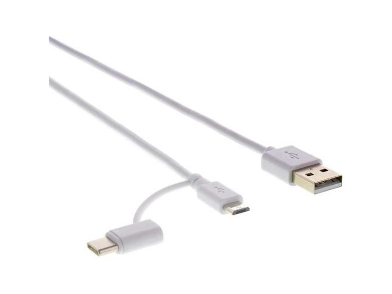 Kábel SENCOR SCO 522-015 WH USB 2.0/A/M-Micro B/C biely