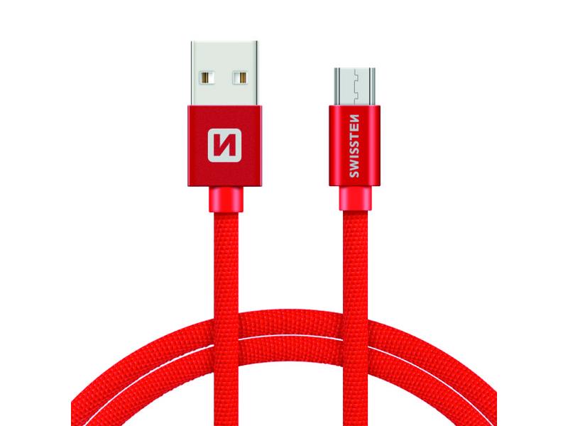 Kábel SWISSTEN USB/Micro USB 1,2m červený