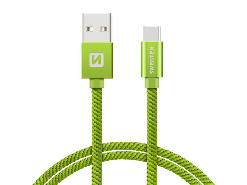 Obrázok Napájací kábel - USB / USB-C / zelený SWISSTEN (1,2m)