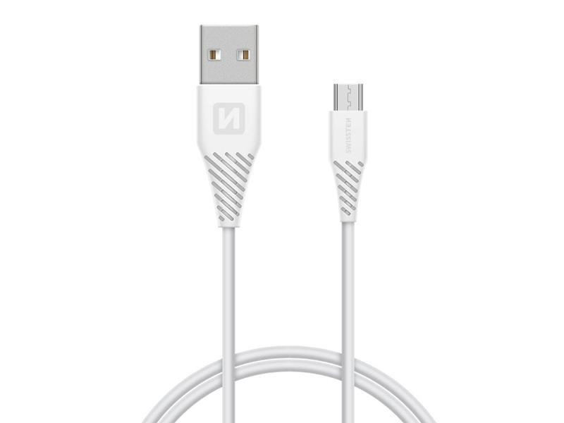 Kábel SWISSTEN USB/Micro USB 1,5m biely (dlhšia konektor 9mm)