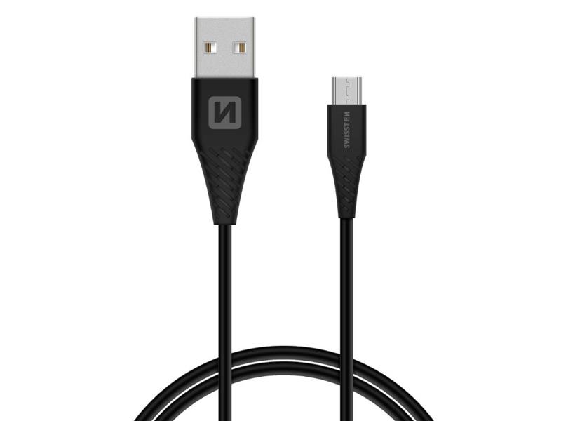 Kábel SWISSTEN USB/Micro USB 1,5m čierny (dlhšia konektor 9mm)