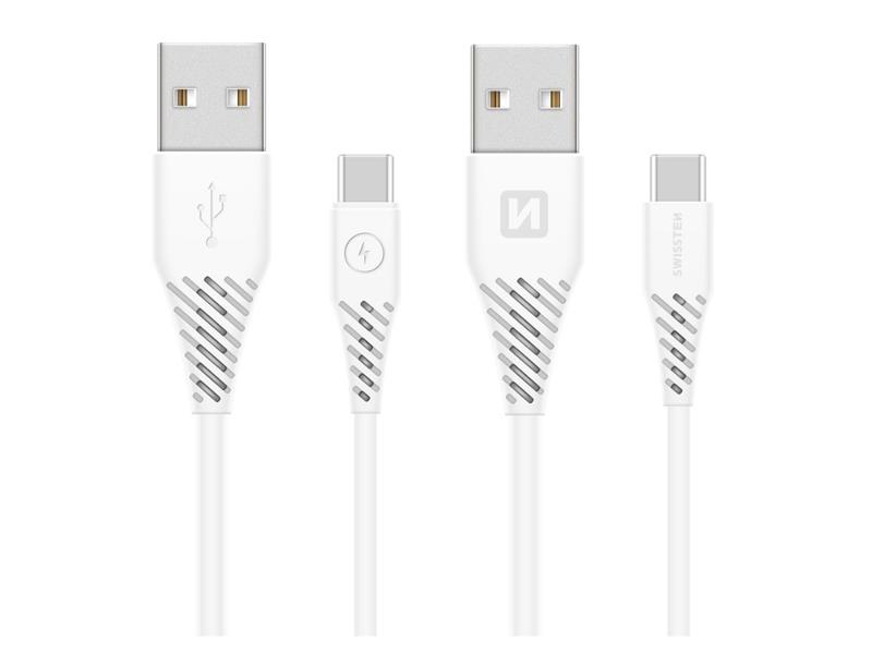 Kábel SWISSTEN USB/USB-C 3.1 1,5m biely (dlhšia konektor 9mm)