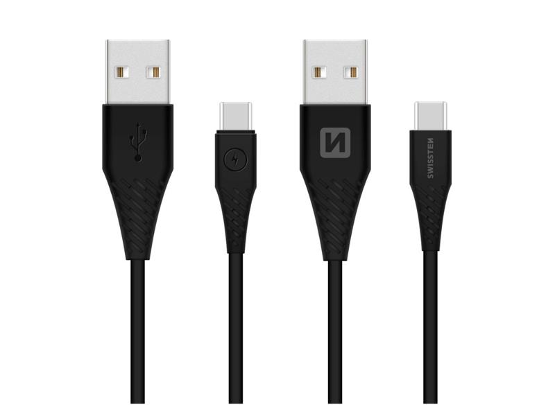 Obrázok Napájací kábel - USB / USB-C 3.1 / čierny / dlhší konektor 9mm SWISSTEN (1,5m)