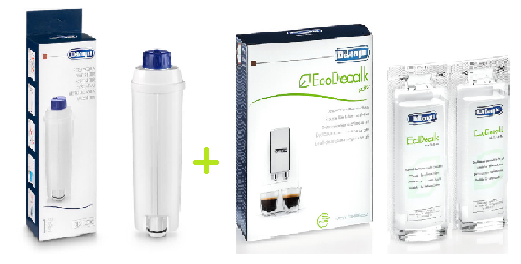 E-shop DeLonghi DLS C002 vodný filter 1ks + DeLonghi EcoDecalk mini 2x100 ml